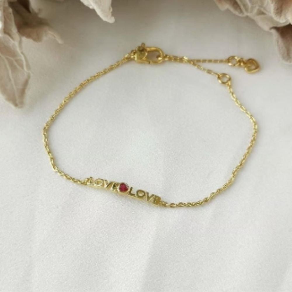 kate spade Love Gold-Toned Bracelet with Red Gemstone